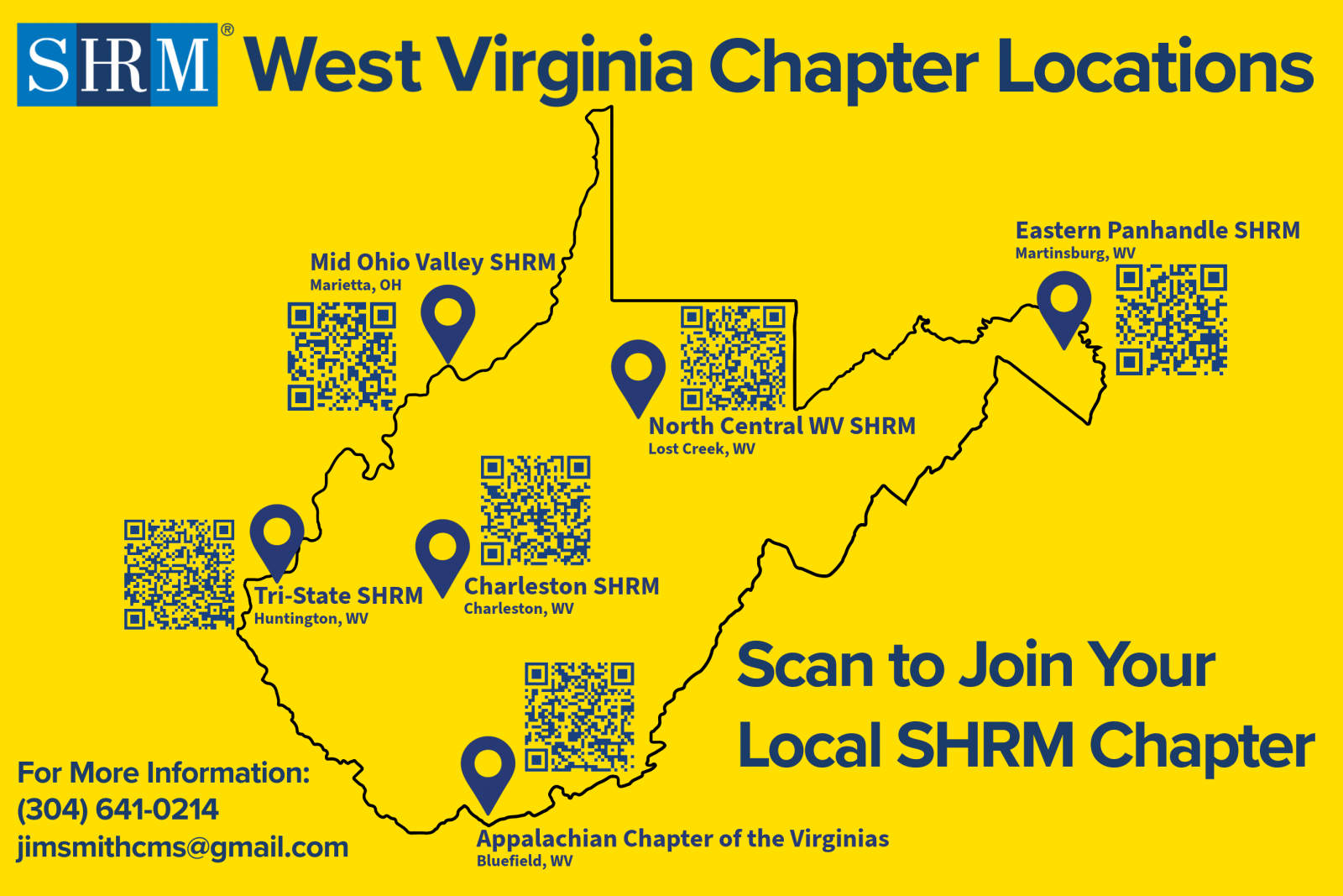 West Virginia SHRM Chapter Locations Map
